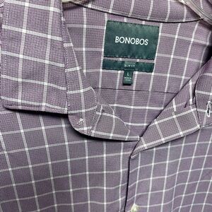 Bonobos Men's Purple Checkered Shirt-Sz L